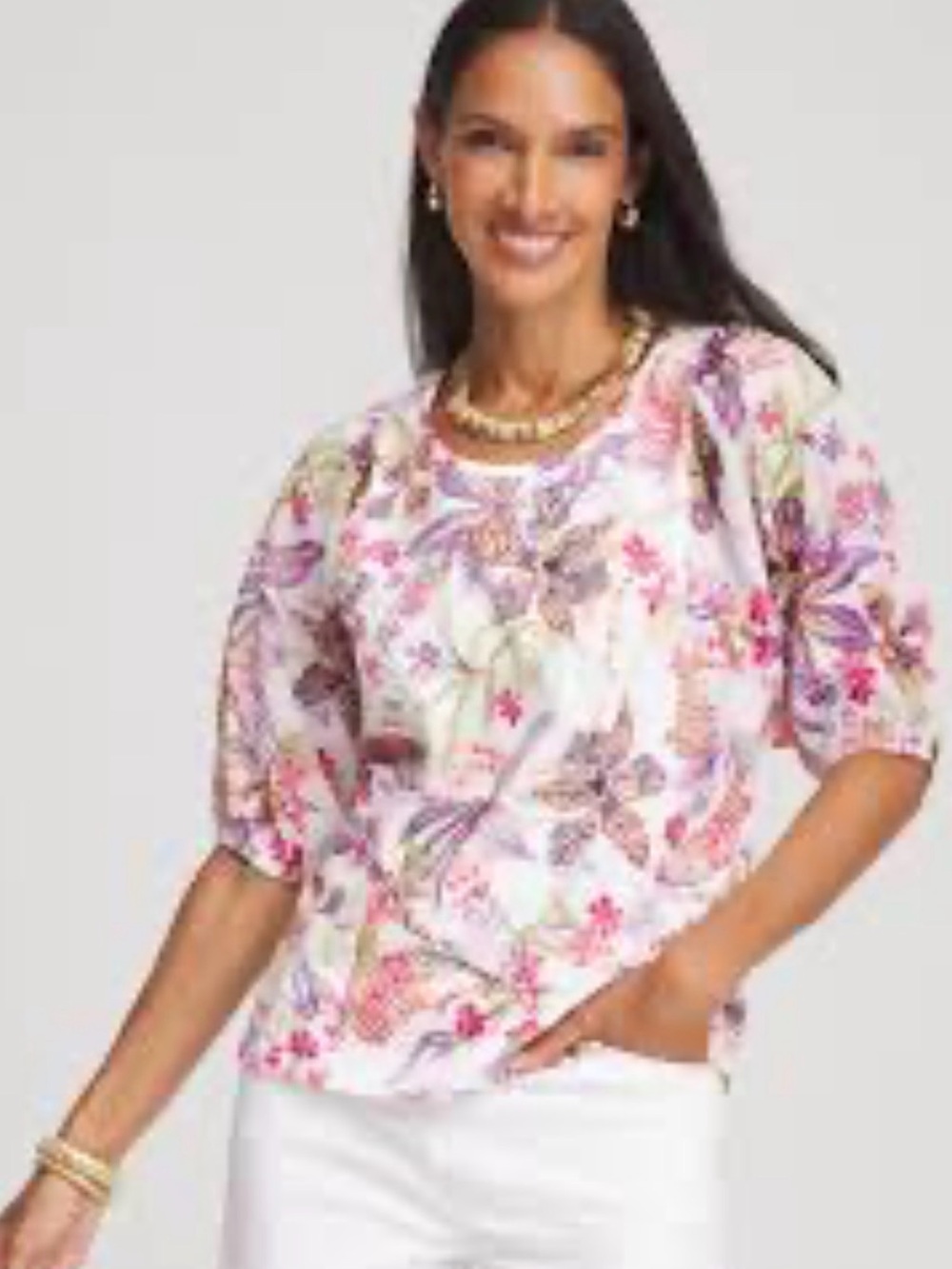 NEW Talbots XL white colorful floral dolman sleeve cottagecore quiet luxury to